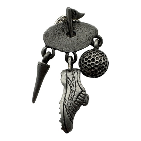 Vintage Pewter Golf‎ Charms Pin - Golf Ball, Tee, Shoe - CJ Marked 1.25” - Picture 1 of 6